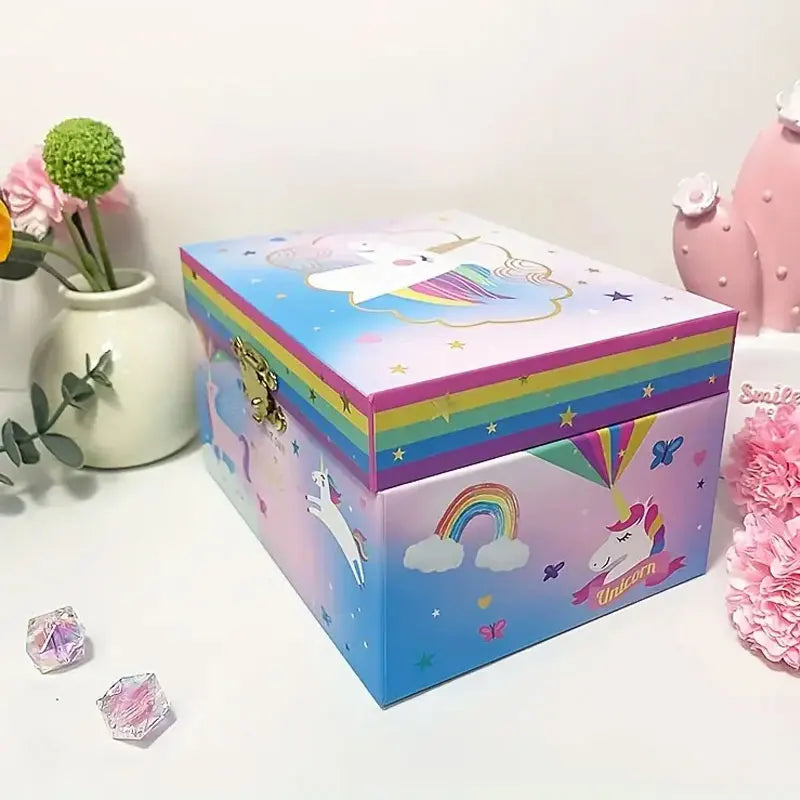 Unicorn Clockwork Music Box Jewelry Storage Box Desk Organizer Cute Little Girl Gift Ring/Necklace/Bracelet/Earring Storage Case