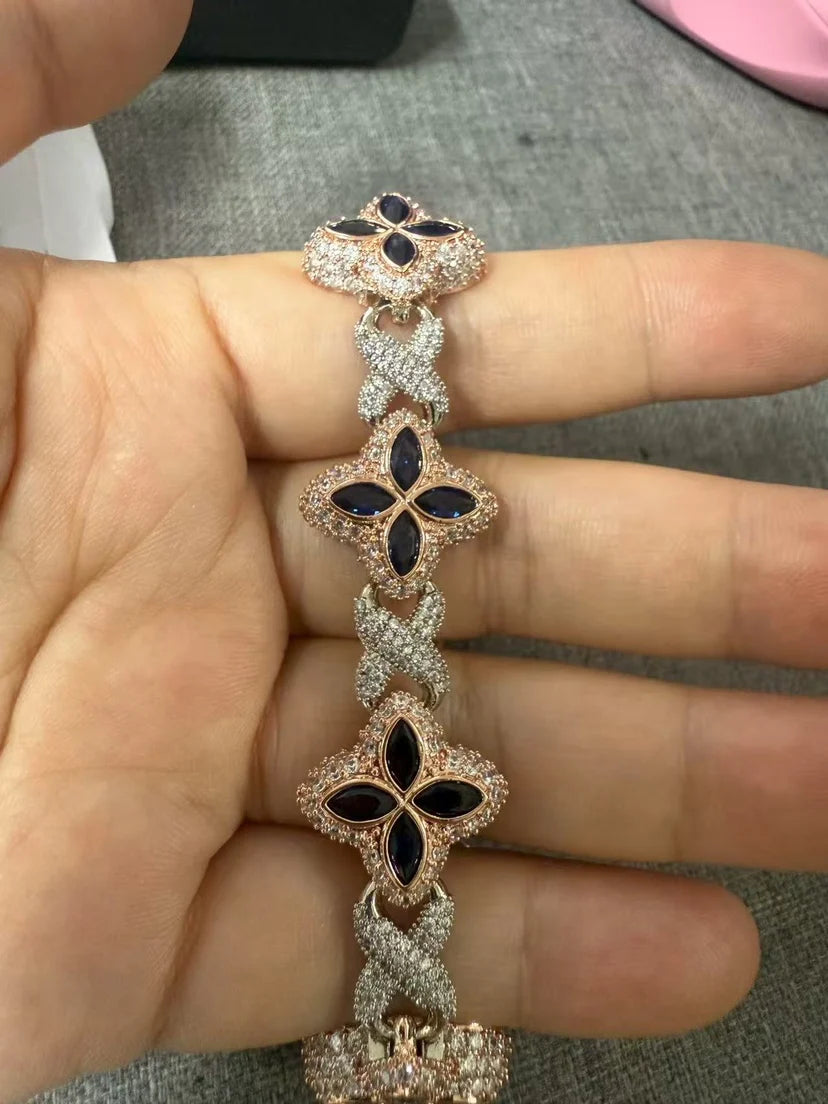 UWIN Multi Color CZ Floral Inifinity Chain Necklaces Pave Setting AAAAA Cubic Zircon Clover Necklace Fashion Jewelry for Gift