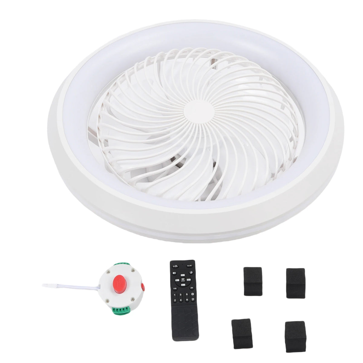 360 Degree Enclosed Circular Fan Light with Remote Control, 3-color Light, Ceiling Light for Living Room, Bedroom, Dining Room