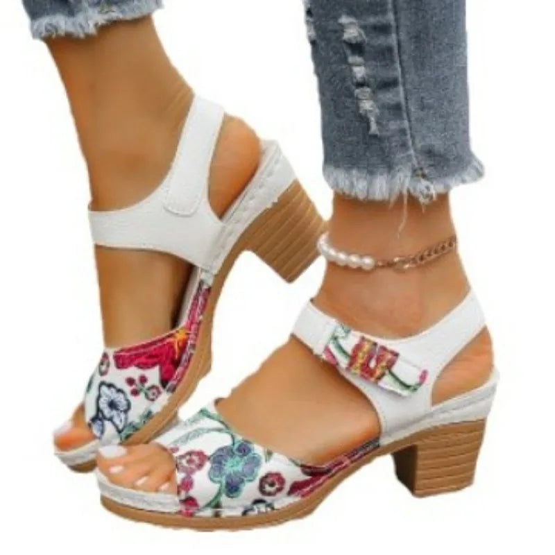 Ladies Shoes 2024 Fashion Summer Women's Sandals Outdoor Mixed Colors Open Toe Chunky Heels Large Size 43 Rome Sandals Women