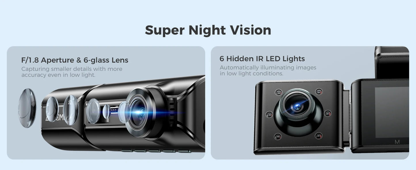 AZDOME M550 Pro Dash Cam 4K+1080P Built-in GPS 5G WiFi 3.19" IPS Screen Camera for Cars IR Night Vision 24H Parking Mode
