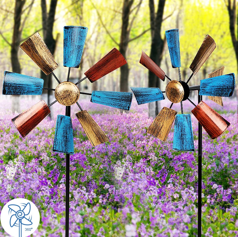 1PCS Creative Metal Rotating Windmill Outdoor Decoration Wrought Iron Windmill Pastoral Decoration Garden Courtyard Arrangement