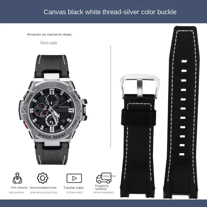 for Casio GST-S130/S110/S120/W130l/B100/W300 Strap Belt Genuine Leather Nylon Men's Watch Band Replacement bracelet Accessories