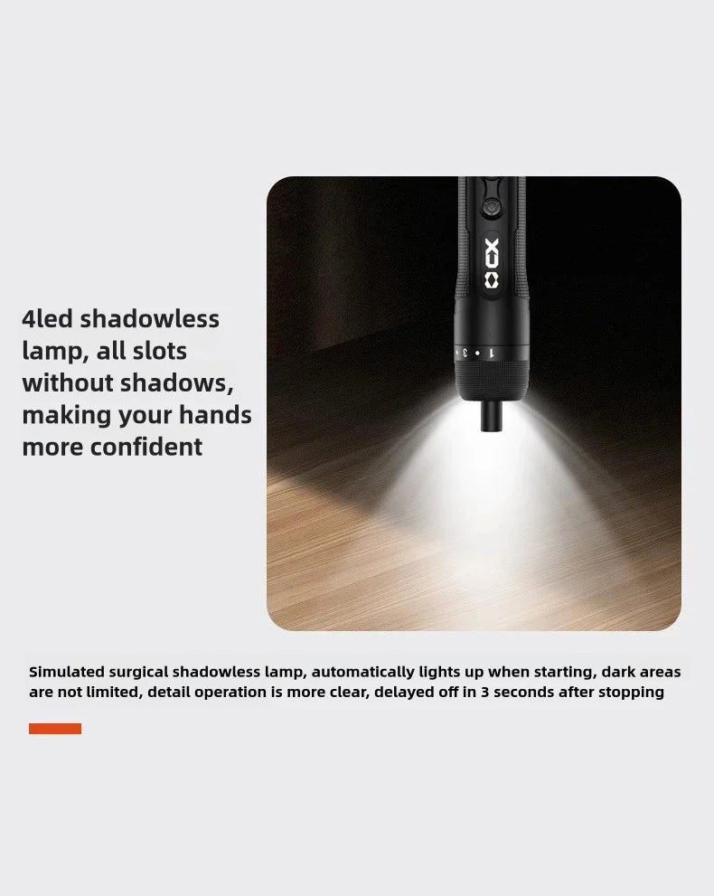 8-Speed Torque Cordless Electric Screwdriver Rechargeable 2000mAh Mini Drill 3.6V Power Tools Set Household Maintenance Repair