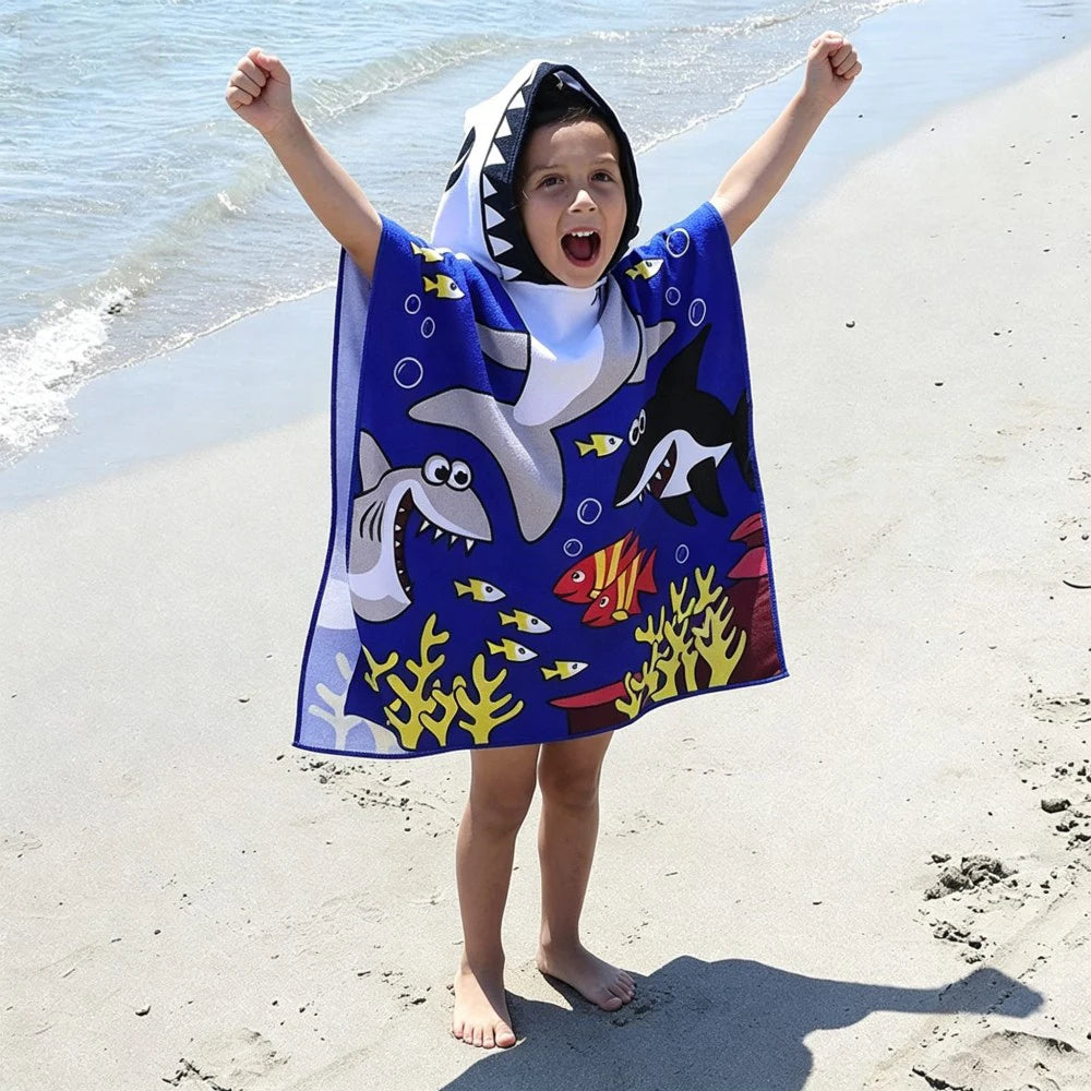 Children Bathing Stuff Kids Hooded Cape Towel Boy Cartoon Bathrobe Baby Swimming Towel Girls Unicorn Beach Towel Wrap Blanket