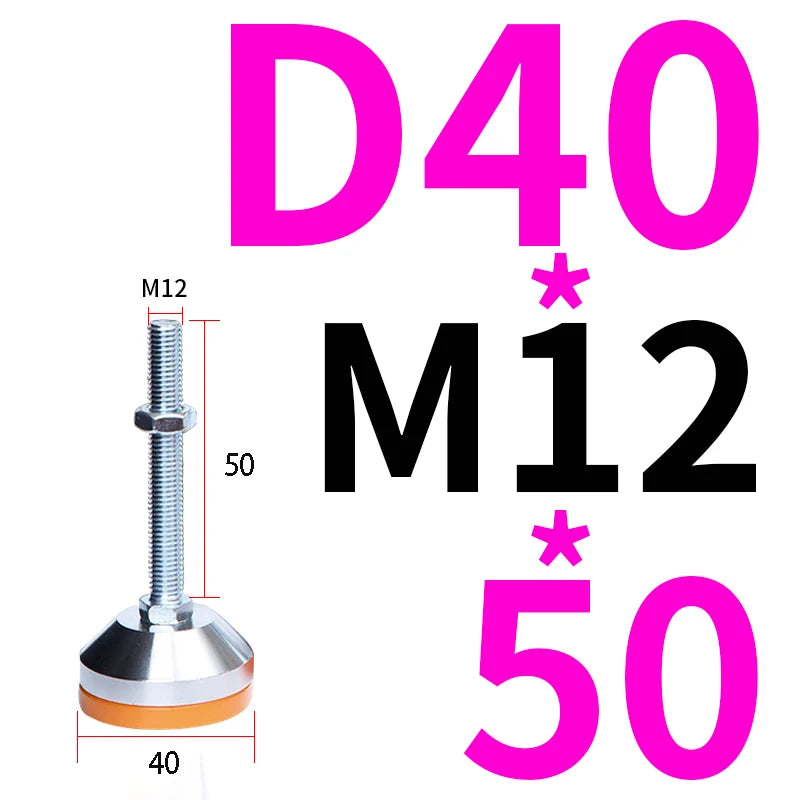 40 50 60 Heavy Metal Foot Cup/Fixed Foundation Screw/Adjustable Foot/Anti Slip Shock Absorber Support Foot M8 M10 M12 M14 M16