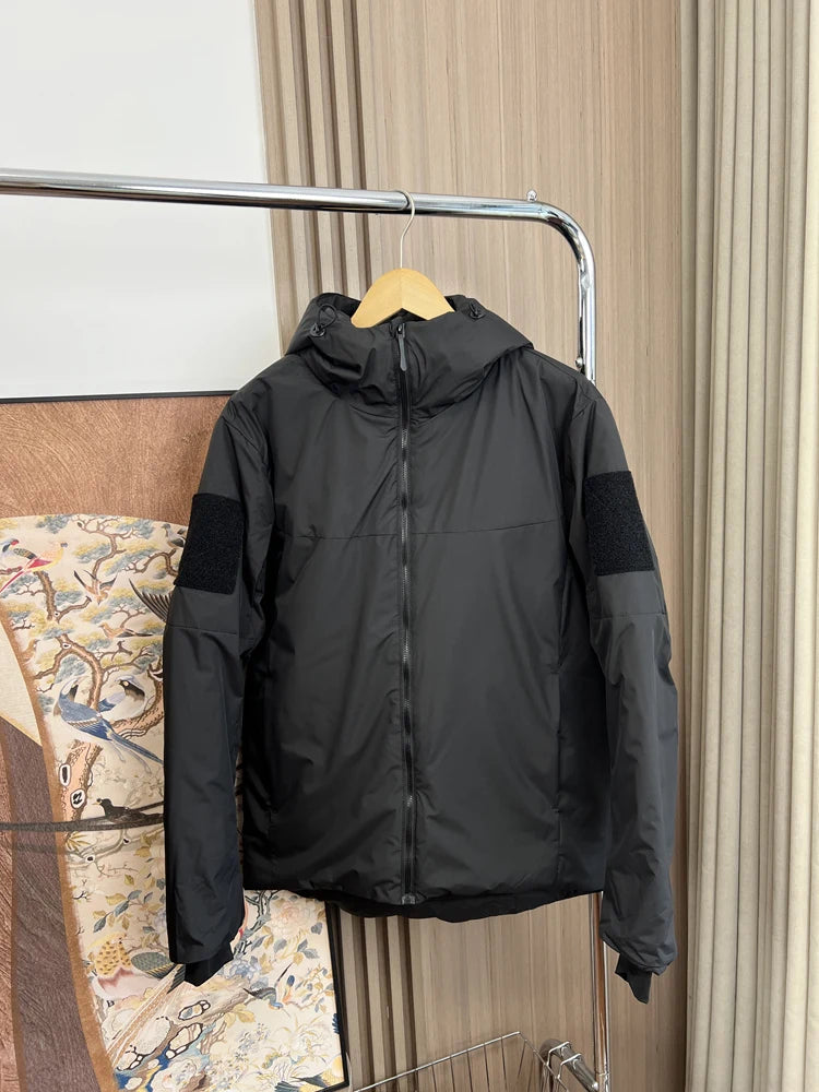 Winter Windproof Cotton Jacket For Men Outdoor Waterproof Hooded Thicken Coat American Casual Fashion Simple Warm Overcoat