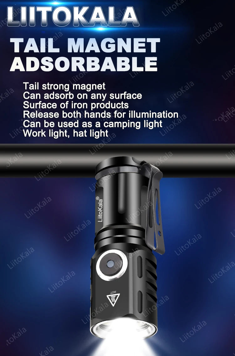 LiitoKala LF-536 LF-535 LED white laser Mini Flashlight 16340 700mAh Rechargeable Battery