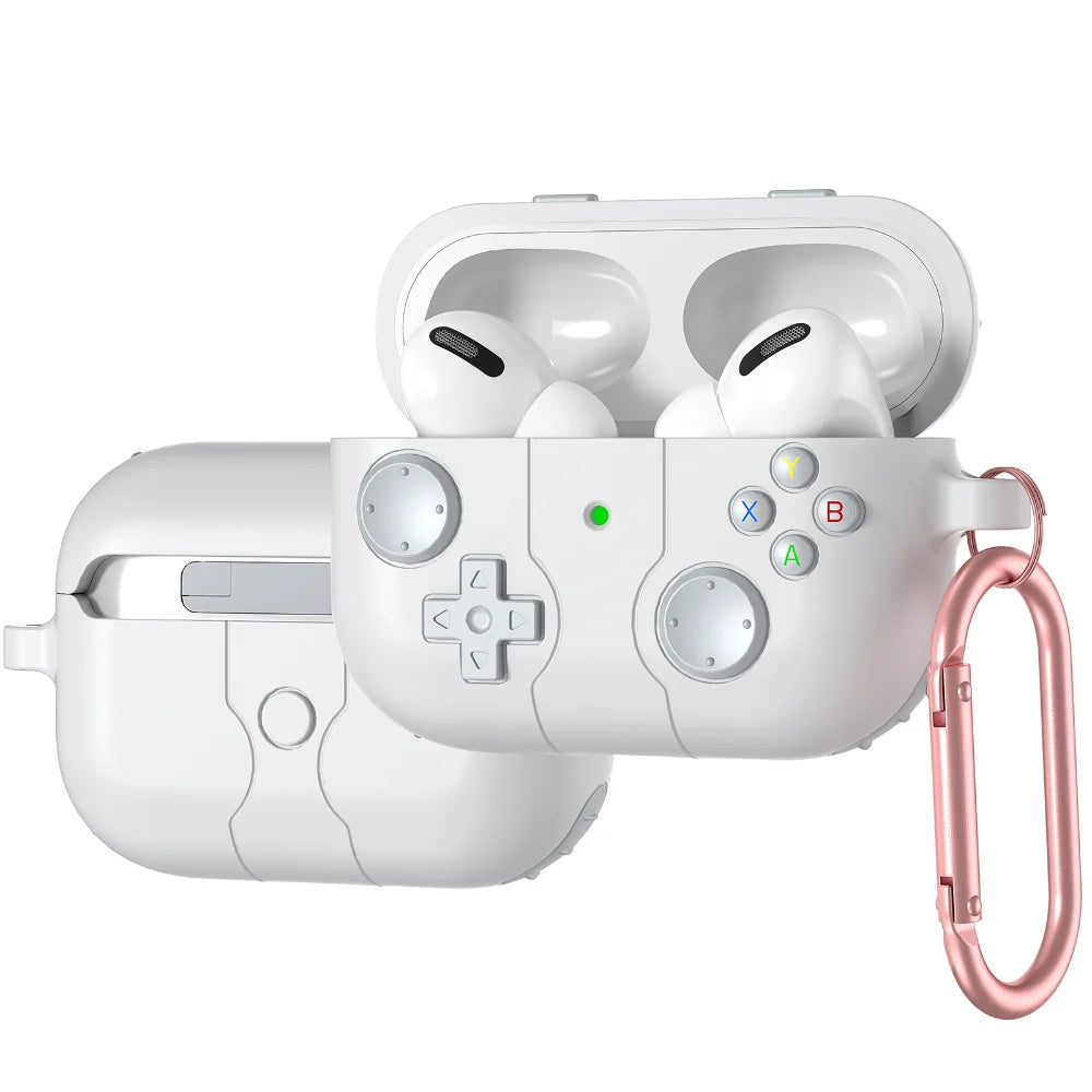 3D Gamepad Silicone Case for AirPods 4 2024/Pro 2, Cute Cartoon Shockproof Cover with Carabiner, Wireless Charging