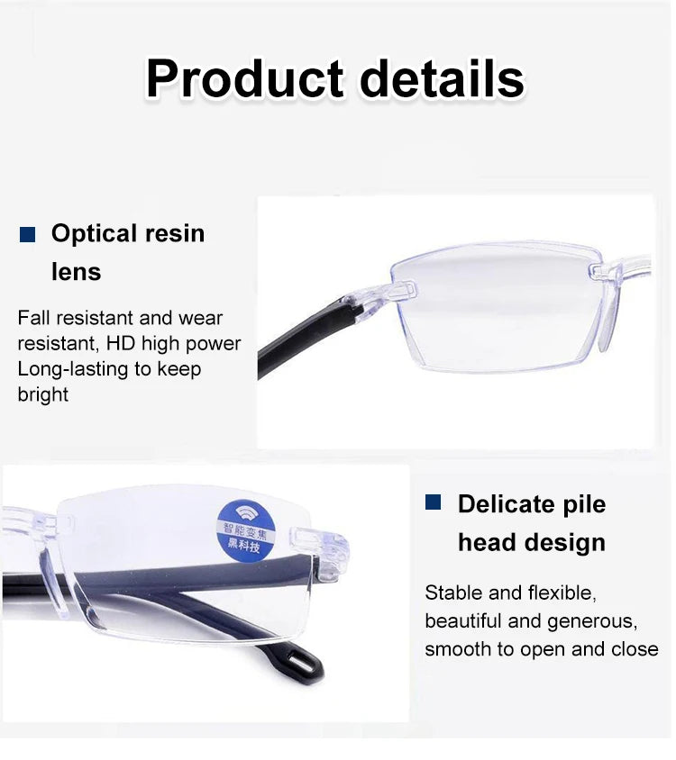 Automatic Zoom 100-700 Degree Reading Glasses Near And Far Anti-radiation Anti-blue Light Glasses