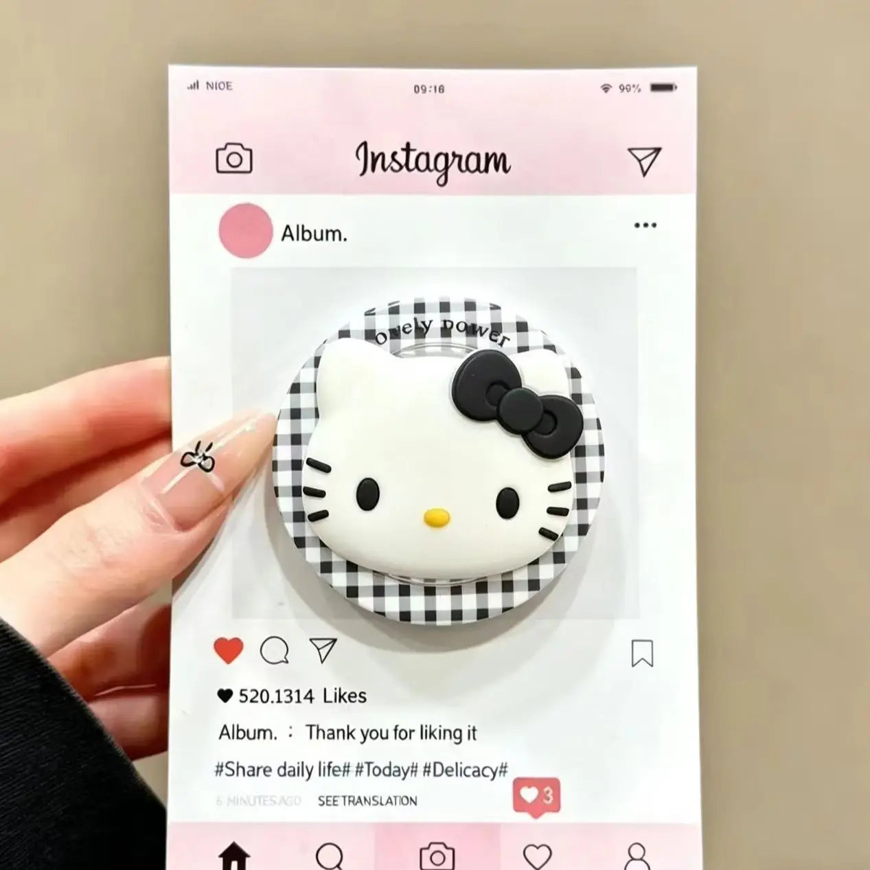 For Magsafe Magnetic Grip Tok Foldable Cartoon Phone Stand Holder 3D Sanrio Hello Kitty Silicone Griptok Bracket