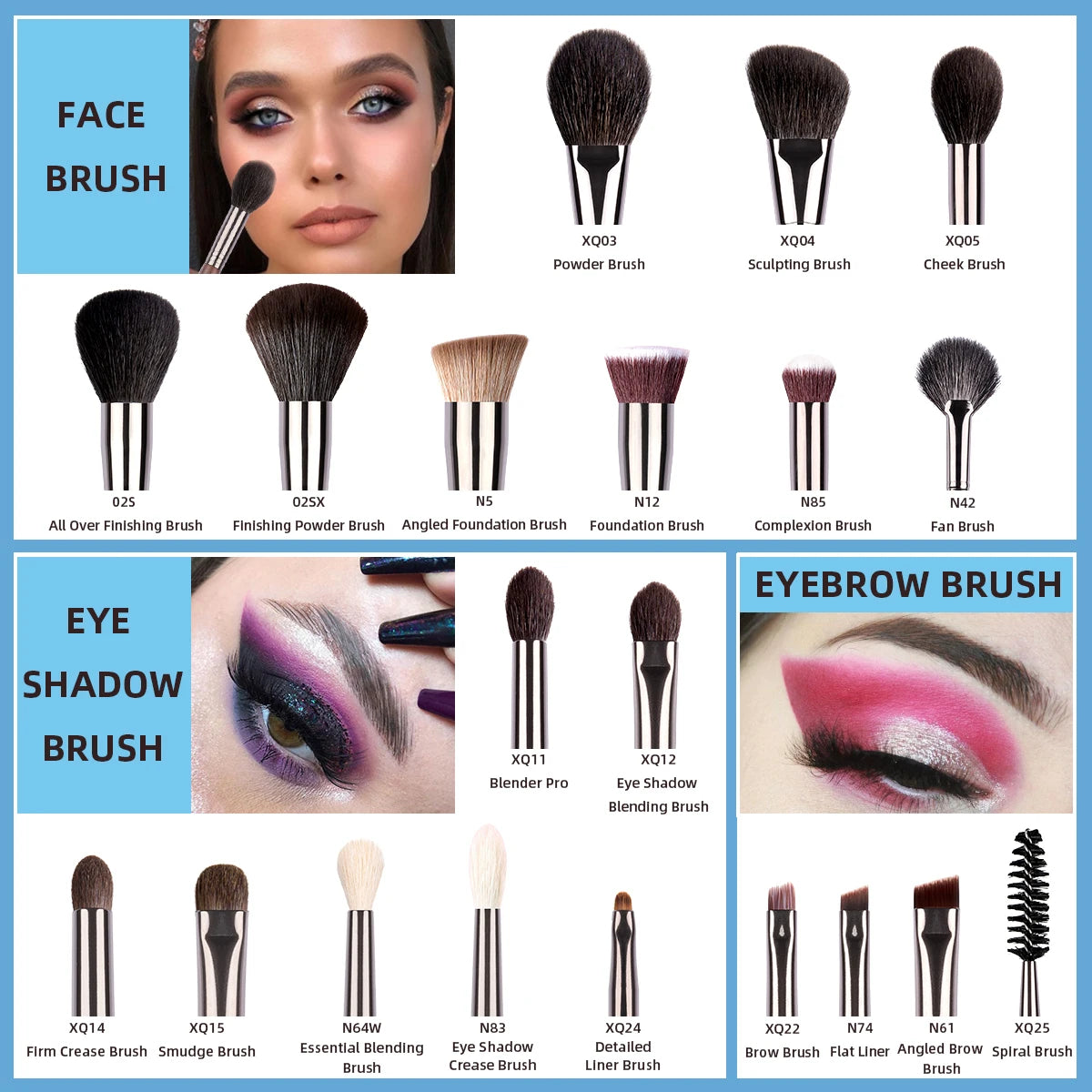 OVW Makeup Brushes Natural Hair Foundation Powder Eyeshadow Contour Professional Makeup brush Set Kit maquiagens