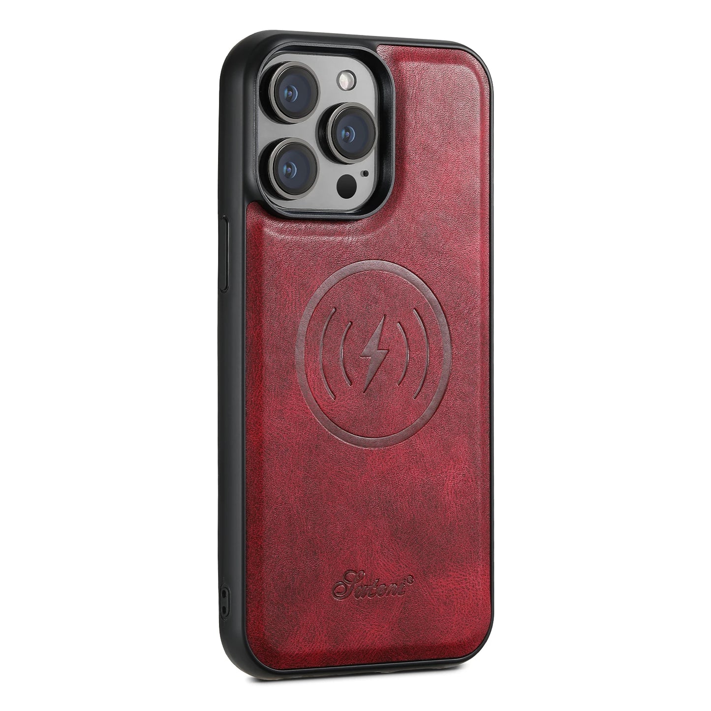 SUTENI Compatible Wireless Charging Luxury PU Leather case For iPhone 12 13 14 15 Plus 16 Pro Max
