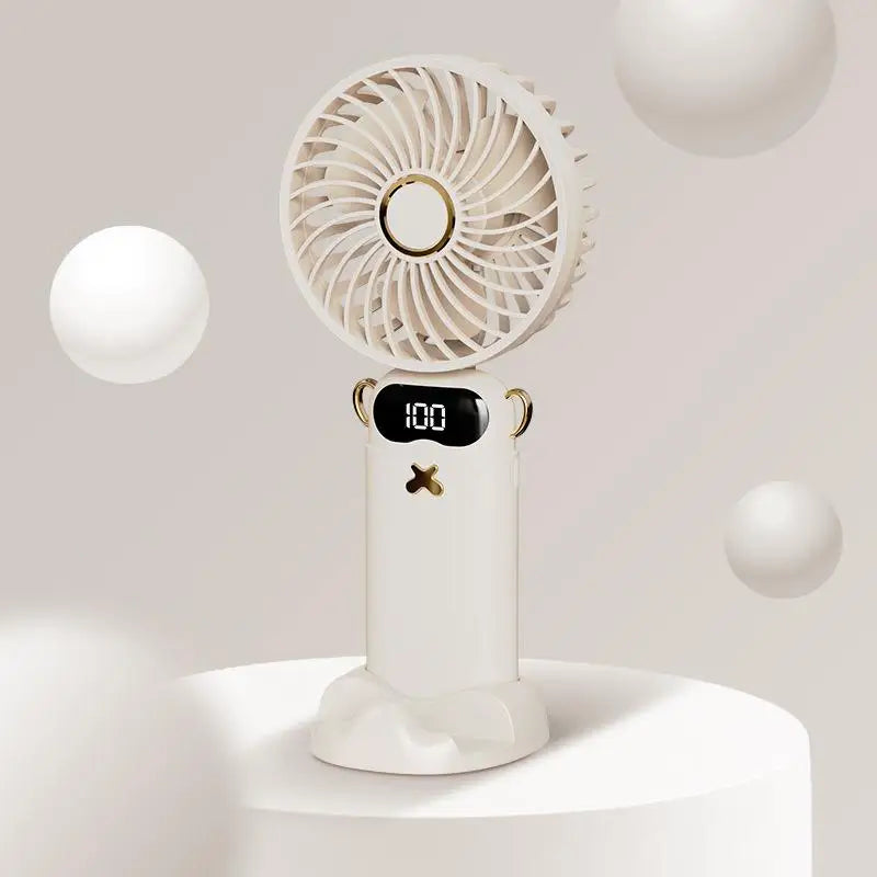 Portable Mini Fan With 6 Speeds LED USB Rechargeable Charging Small Foldable Battery Fans Handheld Desk Bedroom Indoor Outdoor
