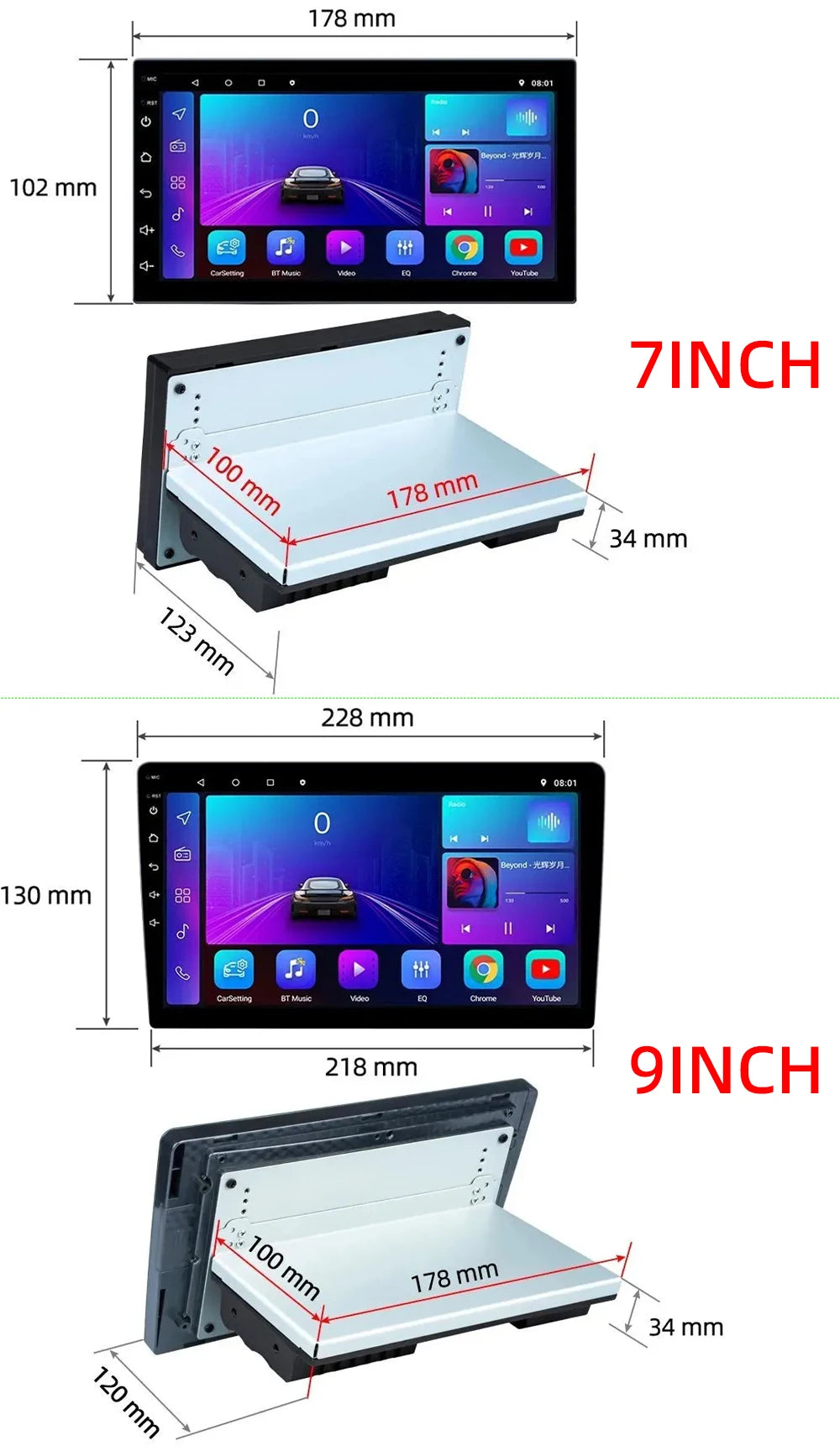 7"/9" 1 DIN Android 11 Car Radio Stereo Multimedia Video Universal Player 2G 32G WIFI GPS Bluetooth Mirror Link