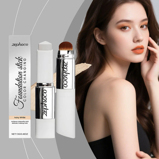 2-in-1 Color-Changing Foundation Stick Liquid Hydrating Matte Concealer Lightweight Moisturizing Brightening Translucent Makeup