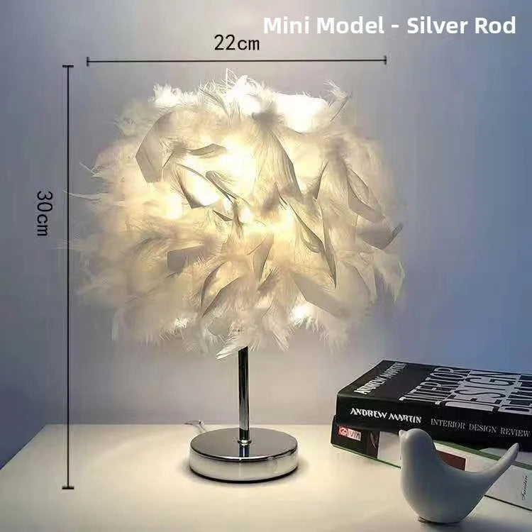 New Creative European Sle Feathers Desk Lamp Bedroom Bede Princ Wedding Room Warm LED Birthday Gift Rose