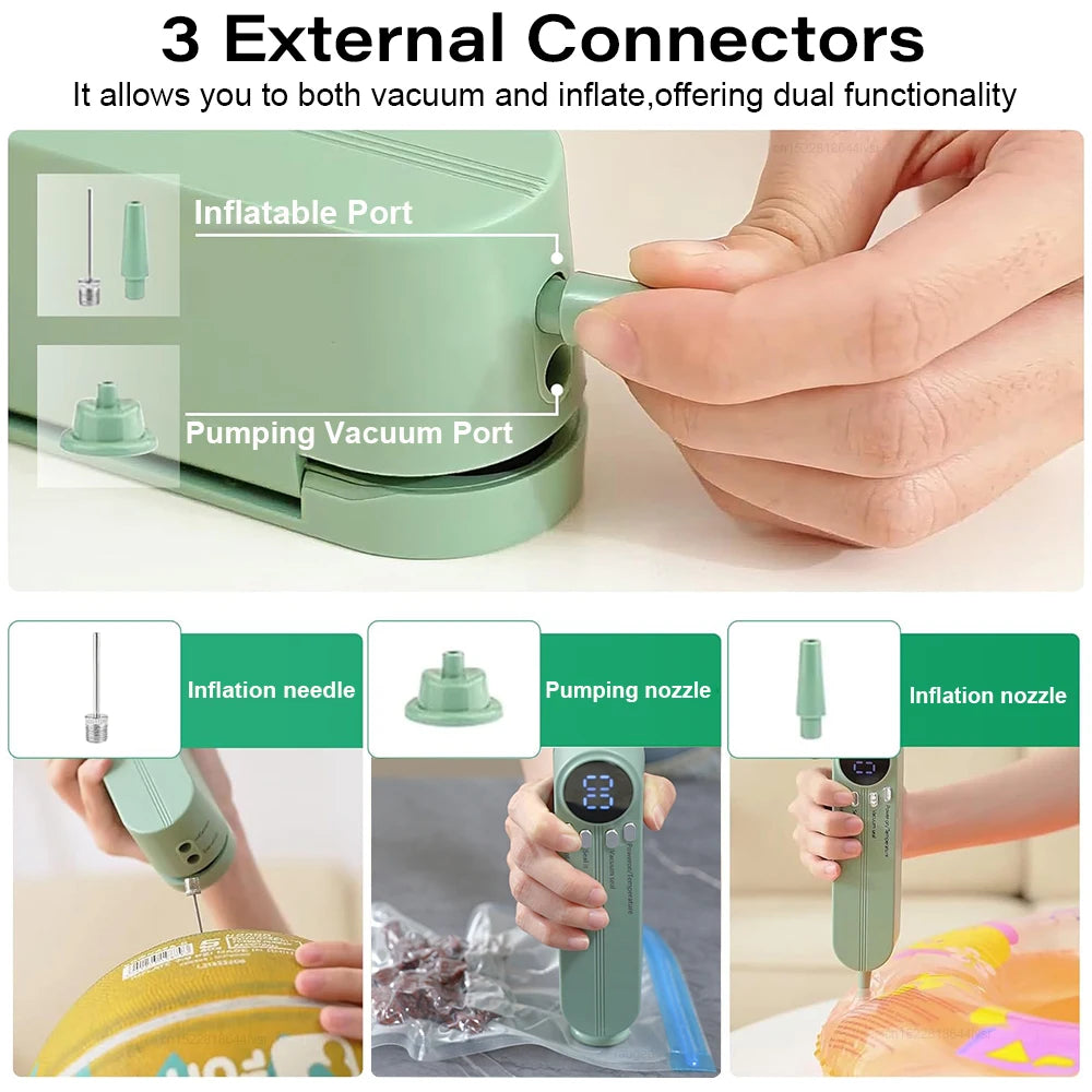 Vacuum Sealer Plastic Bags Packaging Machine USB Rechargeable Portable Mini Food Bag Sealing External Suction Heat Vacuum Sealer