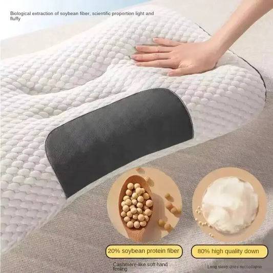 Knitted Cotton Pillow Core Ergonomic Cervical Support Sleep Aid Pillow For Adults Household Dormitory Students