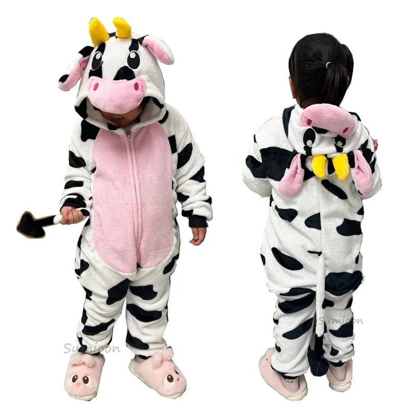 Dinosaur Cosplay Children's Costume Cute Kids Sleepwear Flannel Animal Onesies Boys Girls Pajamas Christmas Party Jumpsuit