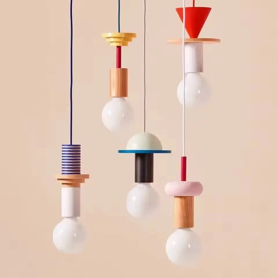 Modern Lustre Grain Ceiling Pendant Lamp Nordic Wood LED Pendant Lights Kitchen Restaurant Home Decor Hanging Lamp Light Fixture