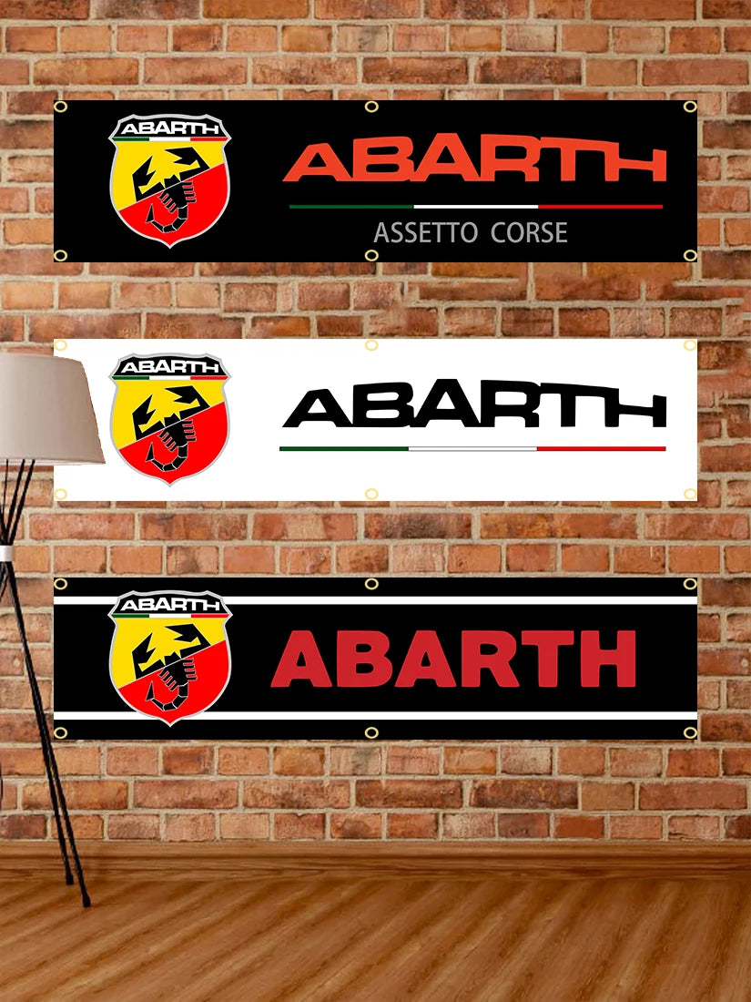 60X240cm Abarth Car logo Banner Flag Polyester Printed Garage or Outdoor Decoration Tapestry