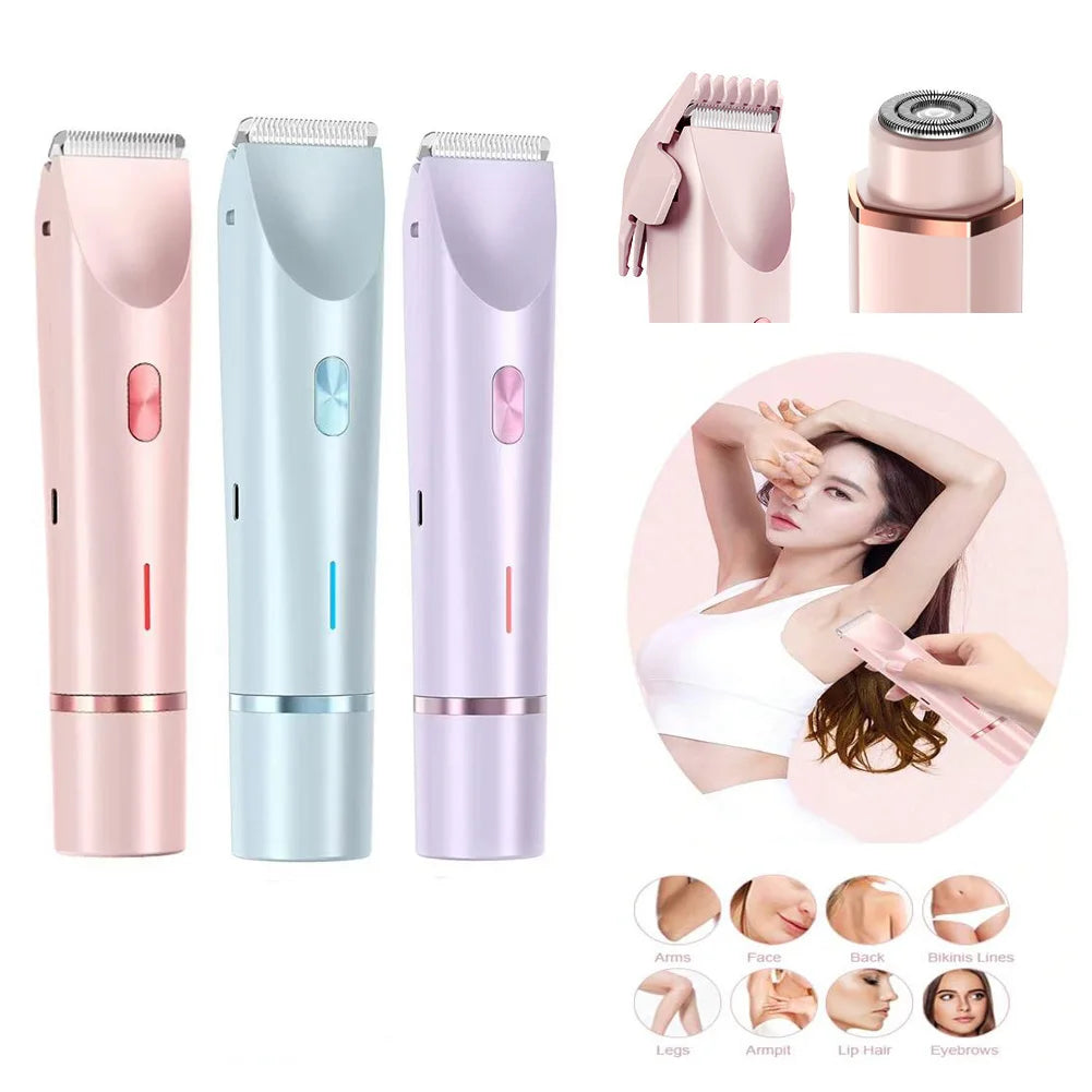 1PC Dual Head Hair Trimmer Women Electric Razors Rechargeable Wet Dry Painless Shaer Machine Hair Remoer For Body Private Areas
