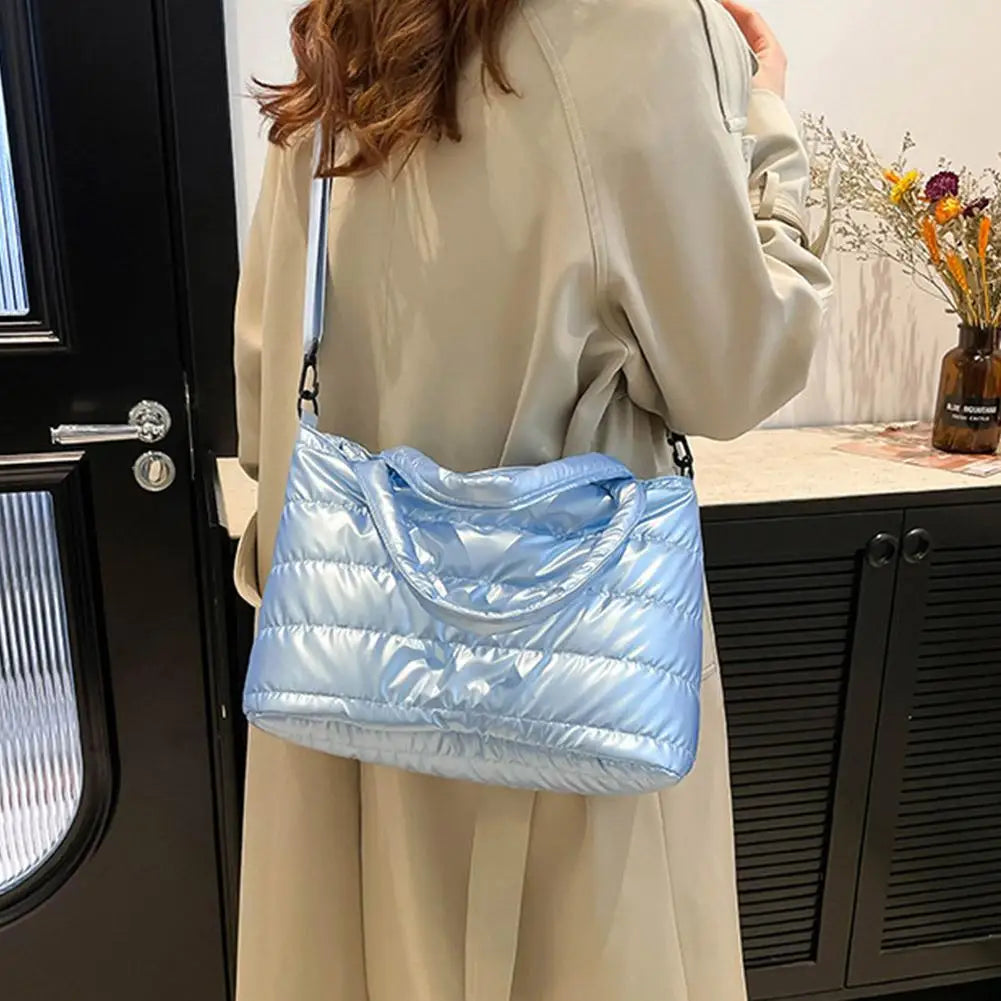 Large Tote Padded Handbags Designer Quilted Women Shoulder Bags Luxury Nylon Down Cotton Crossbody Bag Winter Tote Big