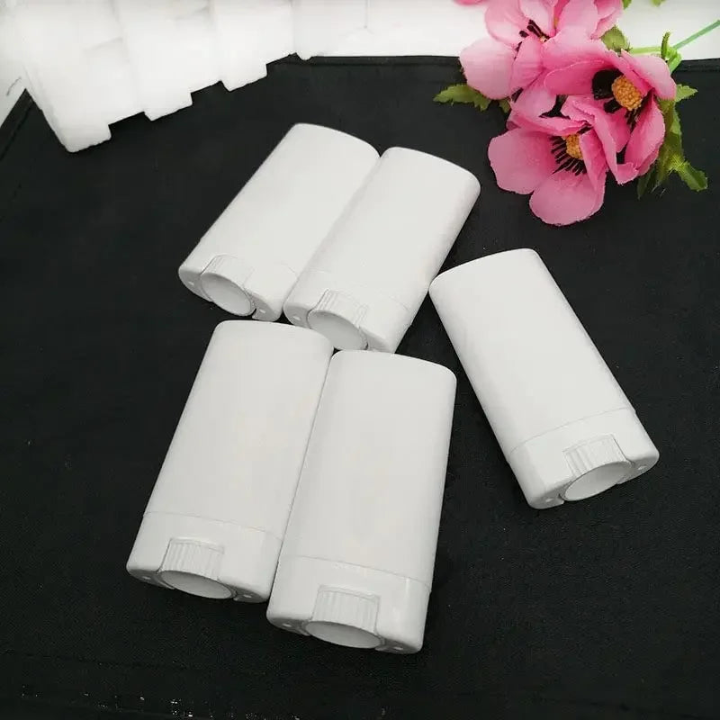 100pcs 15g Plastic Oval Lip Balm Tubes Travel Deodorant Containers Perfume Homemade Solid Lotion Portable Makeup Lipstick Tubes