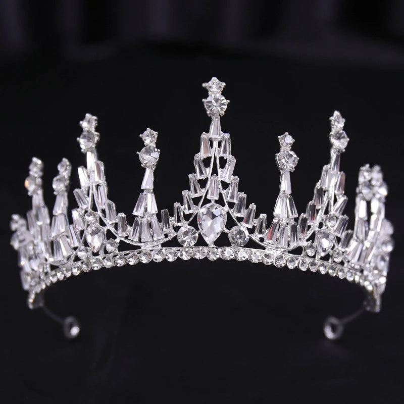 Bridal Wedding Hair Accessories Silver Crystal Hair crown alloy diamond crown women's fashion high-end atmospheric headdress