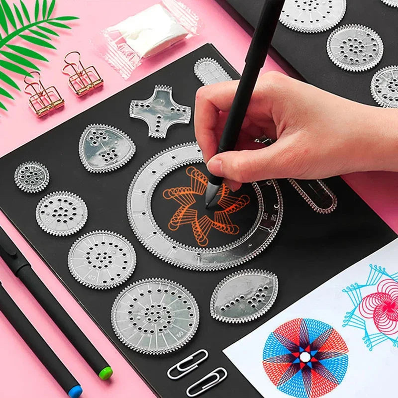 10-33pcs Spirograph Design Arts Craft Kit Classic Amazing Rainbow Magic Scratch Paper Set Children Kids Educational Drawing Toys