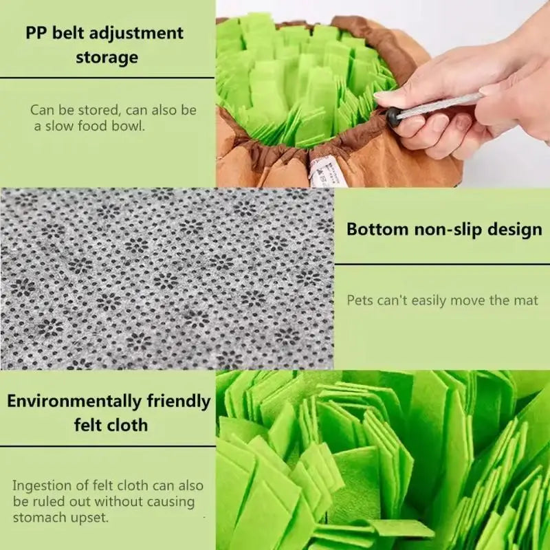 Snuffle Mat for Pets Interactive Foraging , Brain-Boosting Feed Game, Travel-Suitable, Ideal for Dogs and Cats.