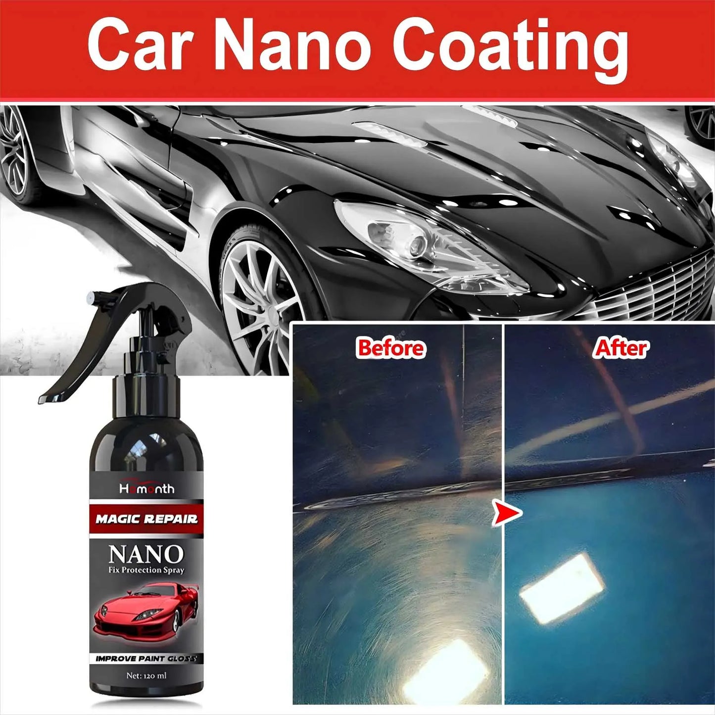 Graphene Nano Ceramic Car Coating Kit - Universal Professional Car Beauty, High Gloss Car Paint Protection, Long-Lasting Gloss