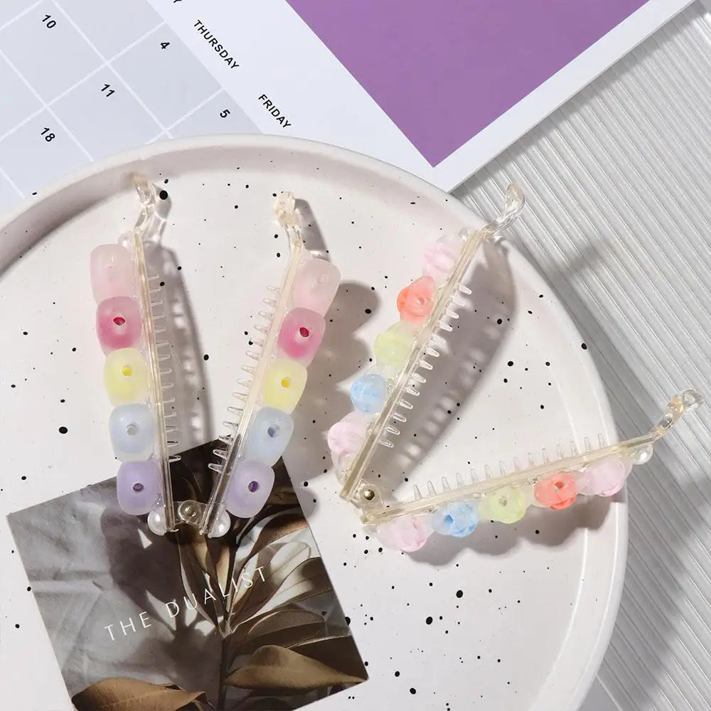 Hair Accessories Acrylic Hair Clips Colorful Love Heart Claw Clips Frosted Star Ponytail Holders Girl