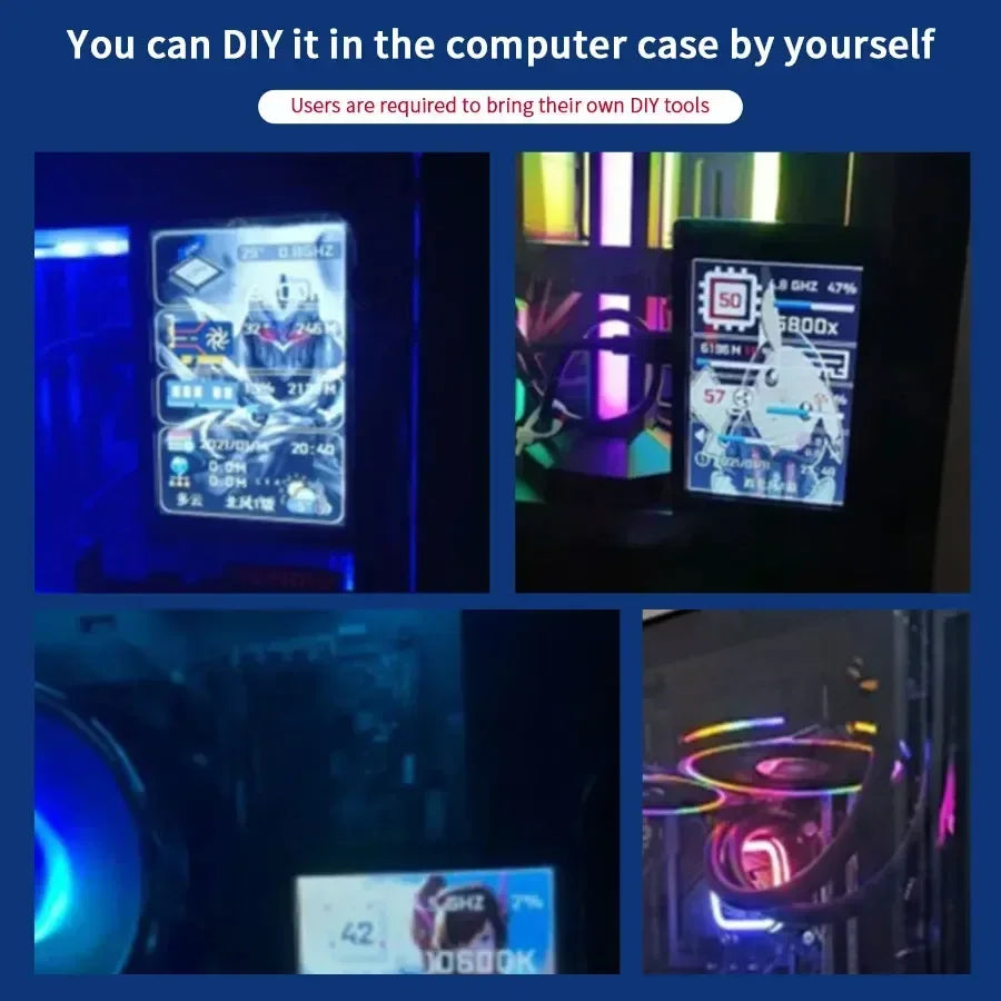 3.5 Inch IPS Type-C Secondary Screen DIY Mini Computer Display CPU GPU RAM HDD Monitor with Holder LCD Display Freely AIDA64