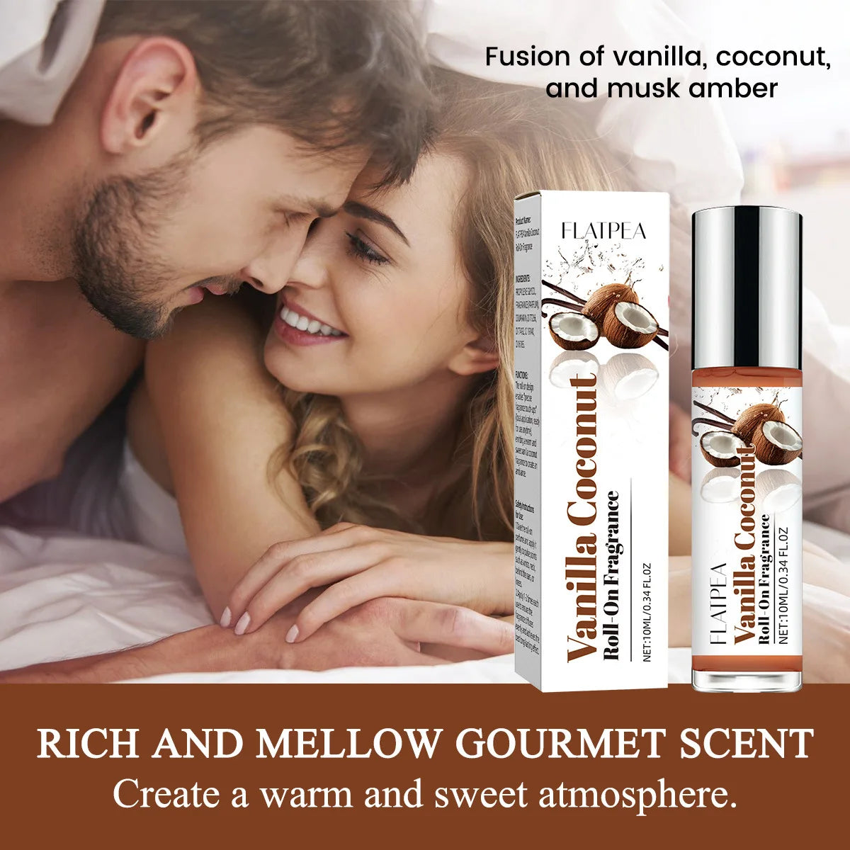 Vanilla Coconut Gourmet Flavor Fresh Eau De Toilette Long-lasting Fragrance Unisex Luxury Roll-on Perfume 10ml