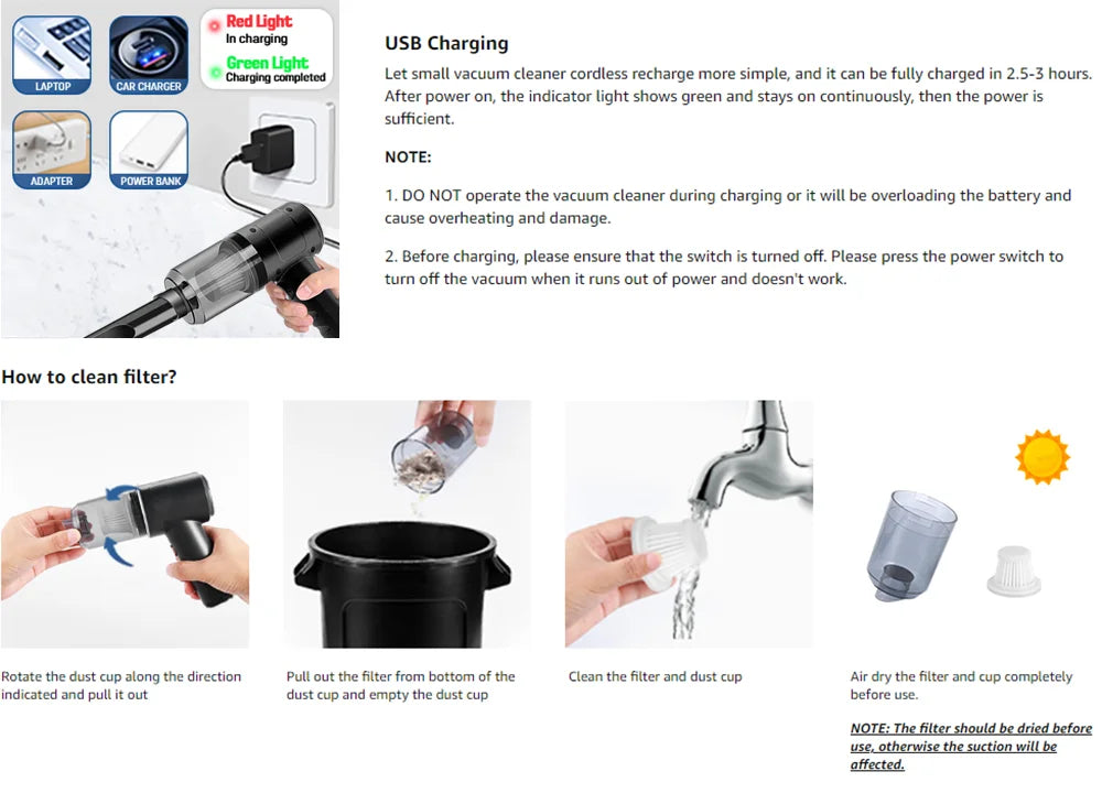 Portable Small Vacuum Cleaner For Multi Purpose Vehicles Small Household Pump Handheld Car Vacuum Cleaner