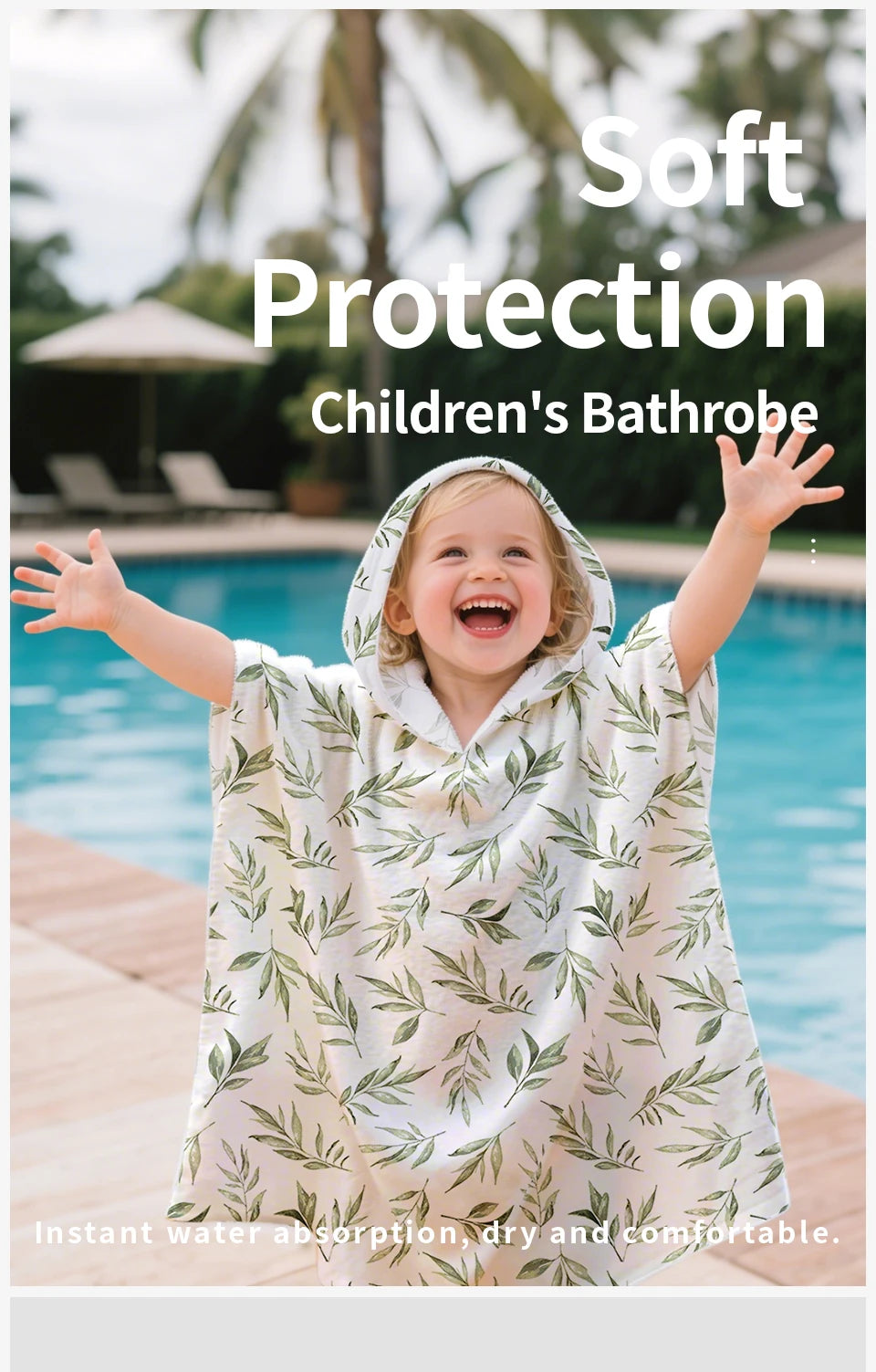 Kangobaby Hooded Bathrobe, Children's Soft Plush Warm Printed Bathrobe Pajamas, Suitable for Children Aged 1-5 Years Old