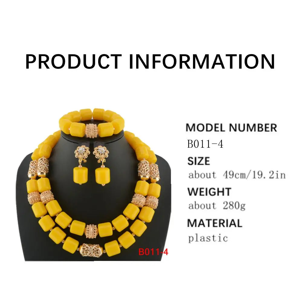 High Quality 2 Layers Artificial Coral Bead African Wedding Jewelry Set Women Necklace Nigeria Bride Party Gift