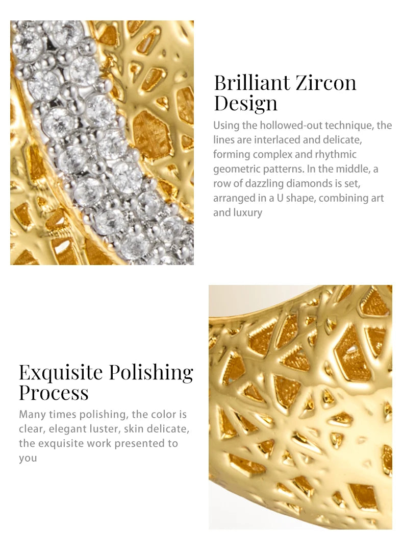 IVOG Brilliant Zircon U-shape Design Ring For Women Hollow Out Luxury Ring Fashion Jewelry Flagship Store