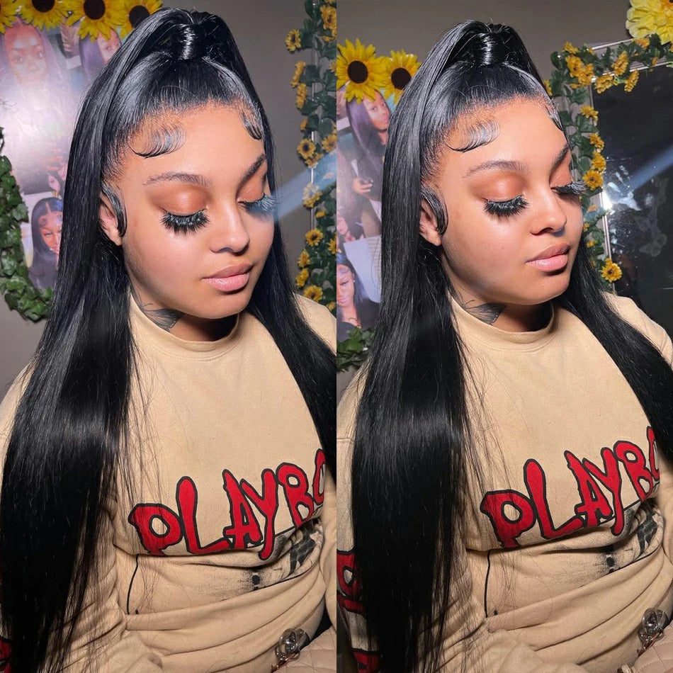 360 HD Transparent Lace Frontal Wigs Pre Plucked Brazilian Bone Straight 13x4 13x6 Lace Front Human Hair Wigs For Black Women