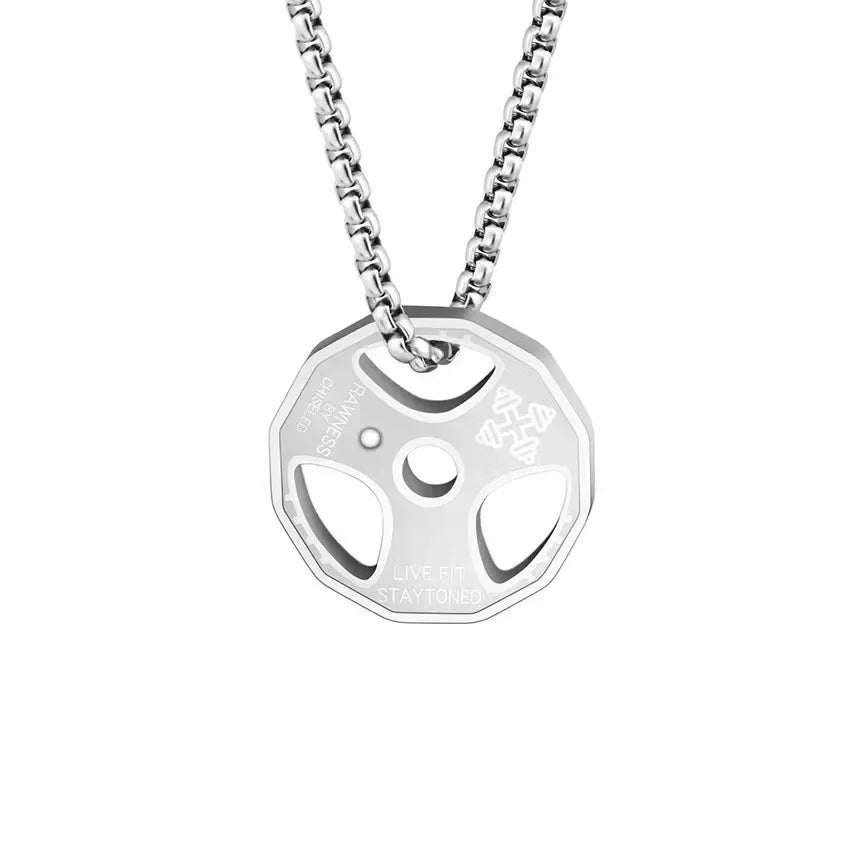 Steel Dumbbell Weight Necklace, Gym Jewelry for Men & Women, Punk Fitness Pendant, Workout Gift for Lifters