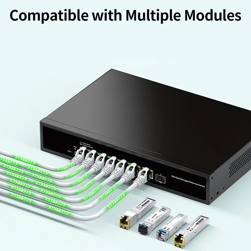 GoodTop 7 Port 10Gb Web Managed Switch with 1 Port 10G SFP+ Network Switch 160G Bandwidth Home Lab Networking Switch