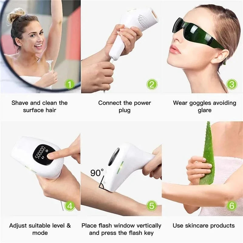 10  Beauty Care IPL Hair Removal Device 990000 Flashes Painless Permanent for Women Face Body Bikini LED Display Home Use