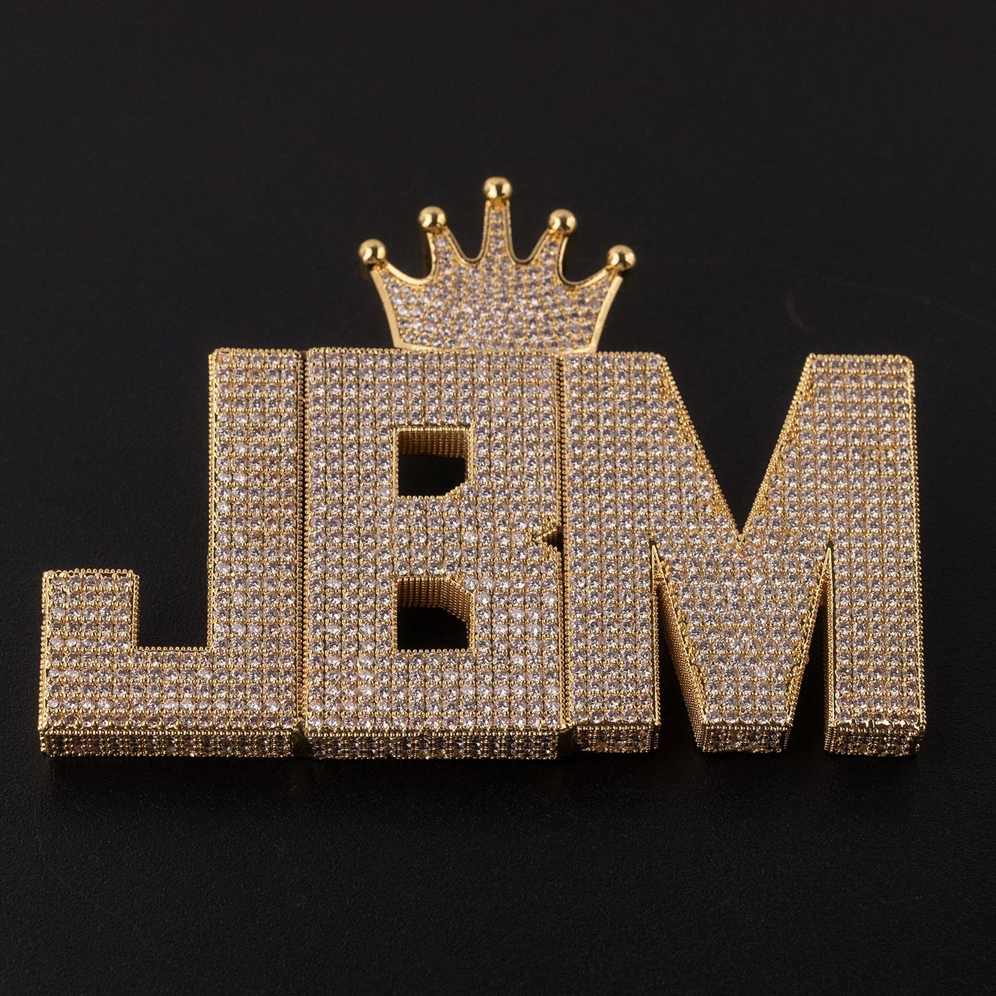 THE BLING KING Crown Bail Custom Big Size Initial Letters Pendant Micro Paved Out CZ Nameplate Necklace Fashion Jewelry For Gift