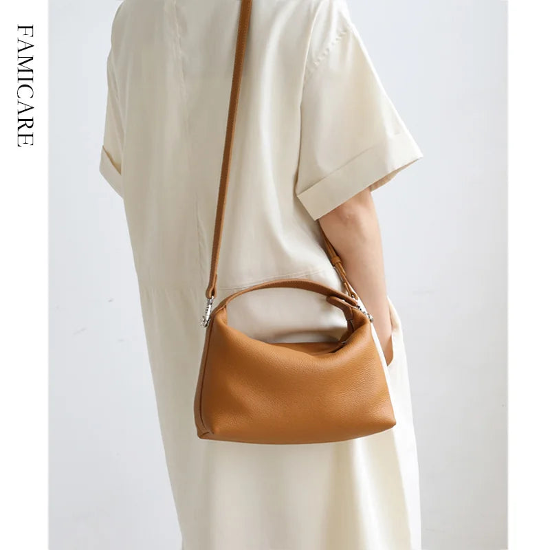 2024 New Women's Bag Female Luxury Soft Genuine Leather Handbag Lady Fashion Daily Casual Shoulder Bag Girls Crossbody Messenger