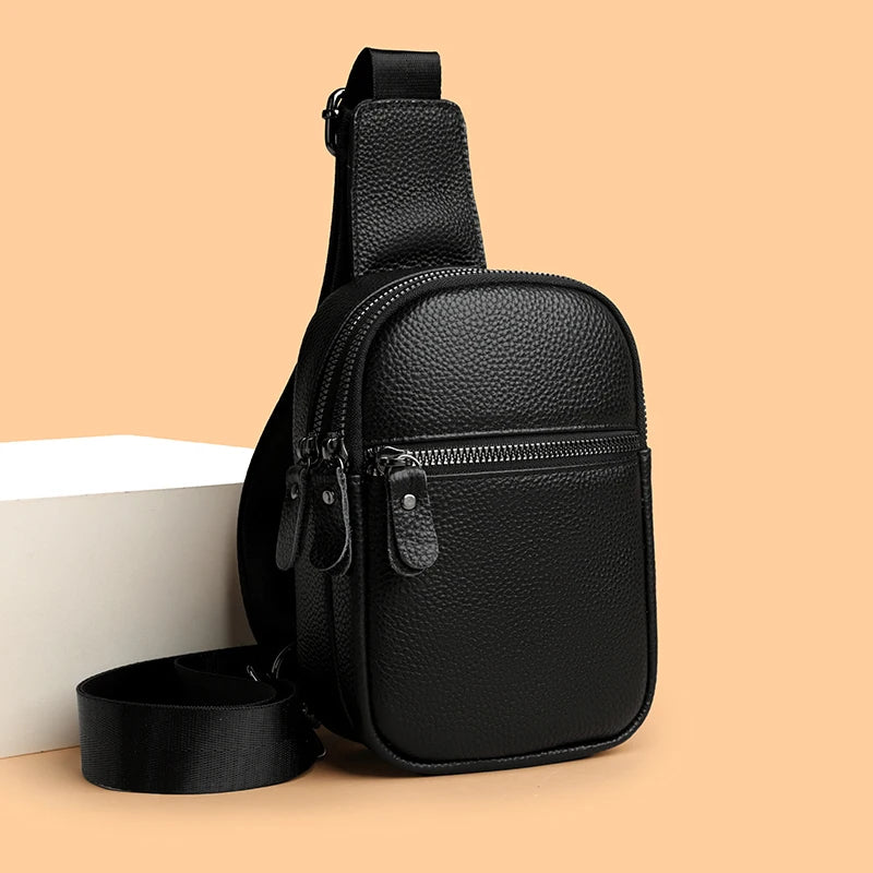Luxury Genuine Leather Men's Chest Pack Shoulder Bags Fashion Messenger Sling bag Brand Travel Bags Crossbody Unisex Sac Wallet