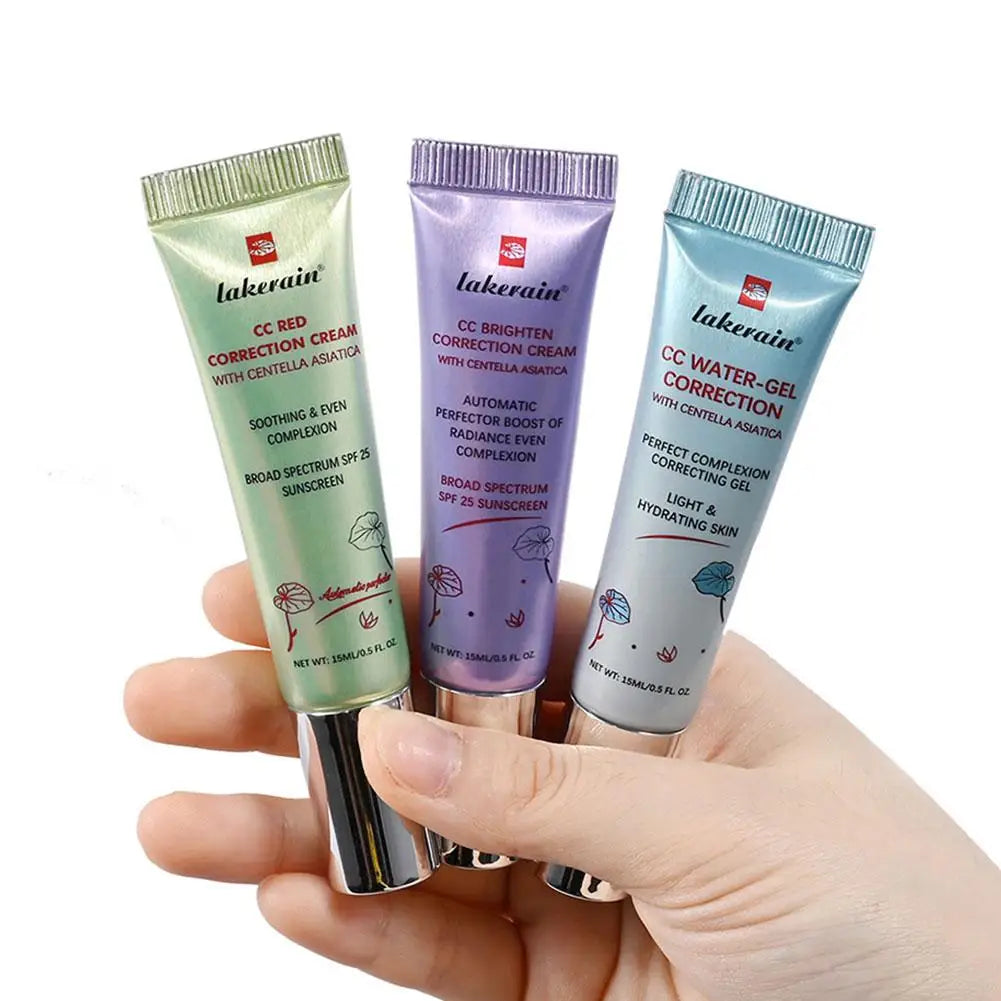 3 Colors Centella Asiatica Korean High Coverage Foundation CC Cream Color Changing Cream for Face Base Makeup 1/3pcs