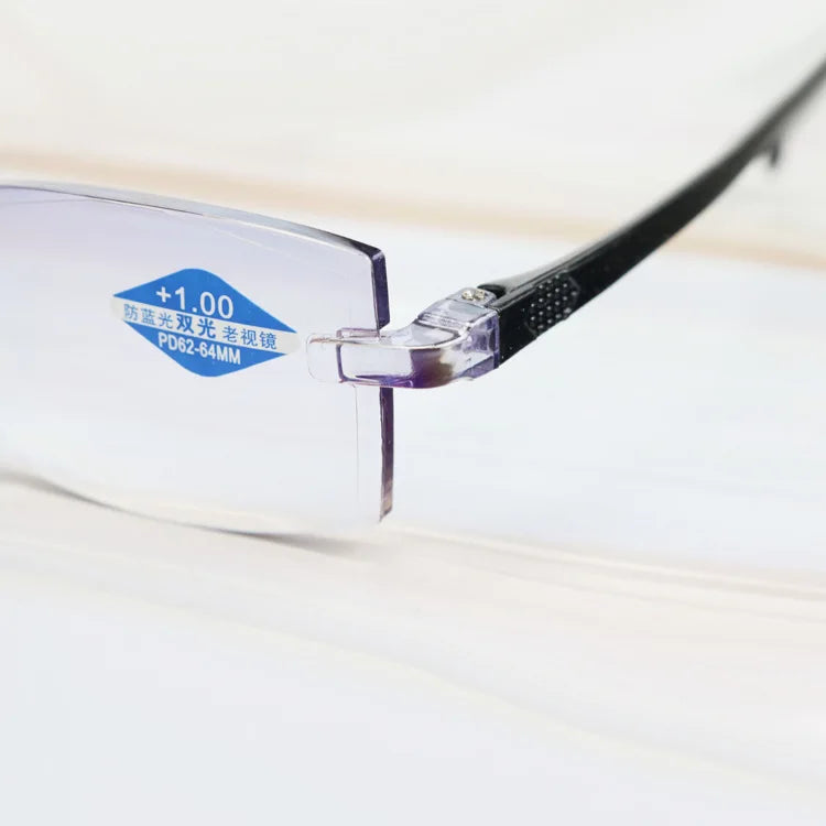 Intelligent Zoom Anti-blue Light Frameless Frame Cutting Edge Reading Glasses Men And Womean
