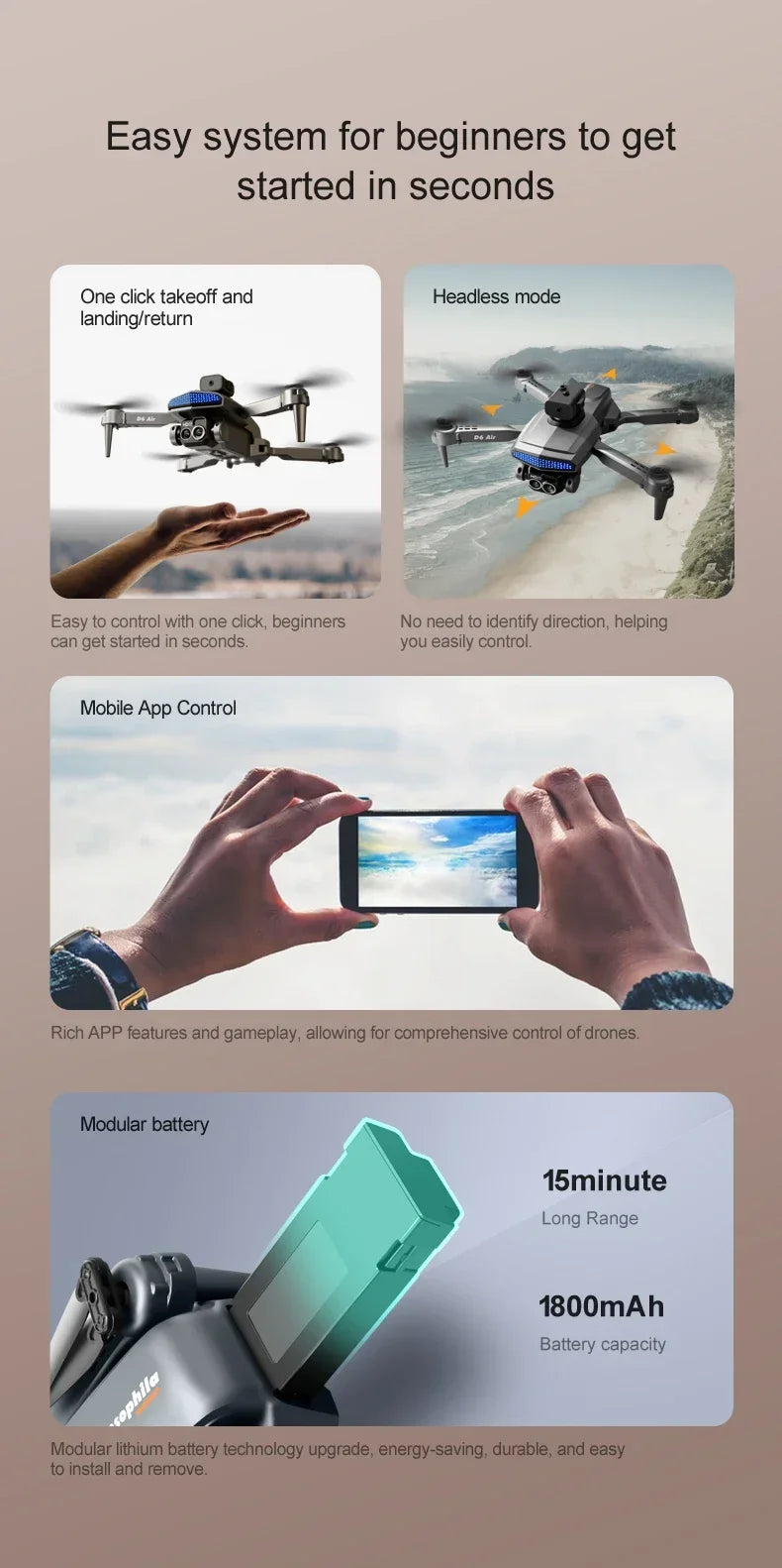 New D6 Mini Drone 4k Profesional 8K HD Camera Obstacle Avoidance Aerial Photography Brushless Foldable Quadcopter Gift Toy 6000M